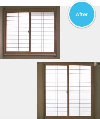 内窓（和紙調ガラス荒間格子）取付工事 After